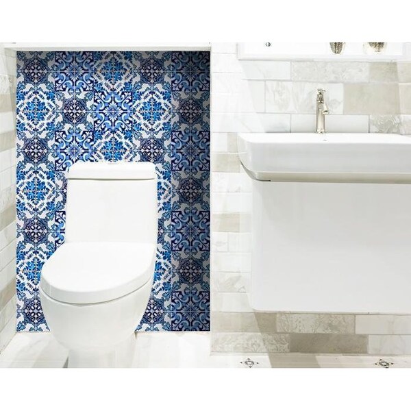 Homeroots 8 x 8 in. Blue Multi Mosaic Peel & Stick Tiles - 400214