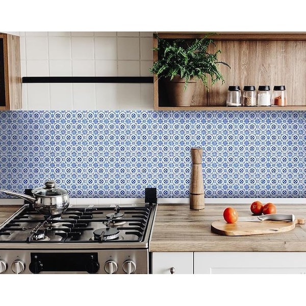 Homeroots 6 x 6 in. Blue Micro Peel & Stick Removable Tiles - 400127