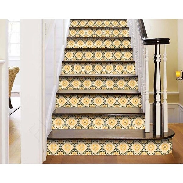 Homeroots 5 x 5 in. Golden Yellow Deco Peel & Stick Removable Tiles - 400080