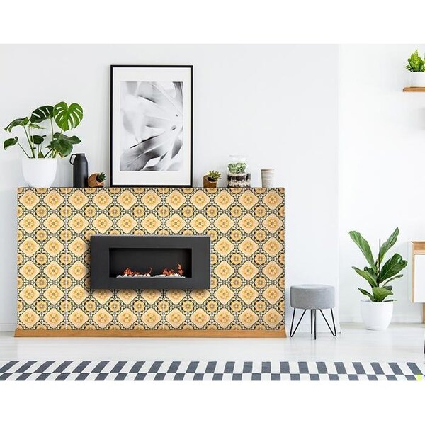 Homeroots 5 x 5 in. Golden Yellow Deco Peel & Stick Removable Tiles - 400080