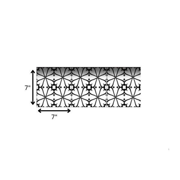 Homeroots 7 x 7 in. Black & White Clove Peel & Stick Removable Tiles - 399993