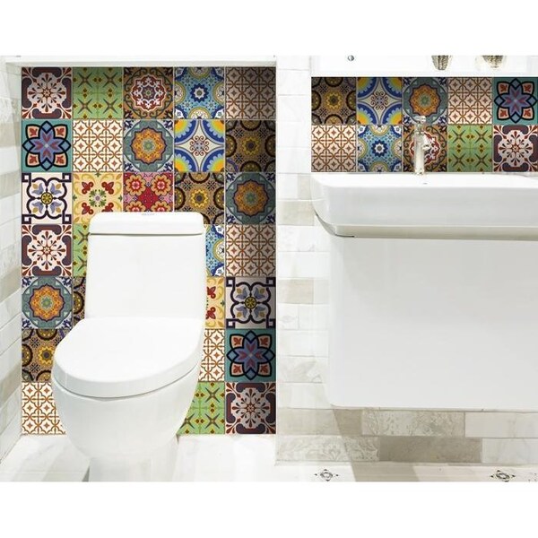 Homeroots 6 x 6 in. Auguri Geo Yellow Peel & Stick Removable Tiles - 400027