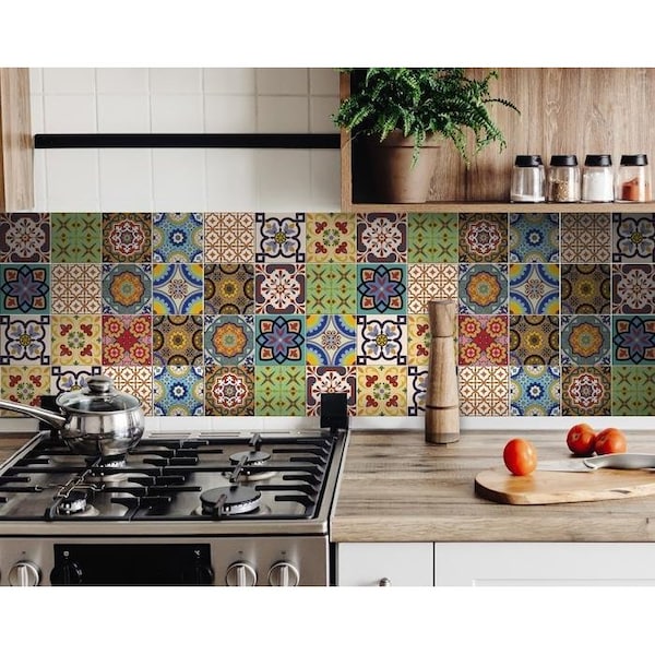 Homeroots 6 x 6 in. Auguri Geo Yellow Peel & Stick Removable Tiles - 400027