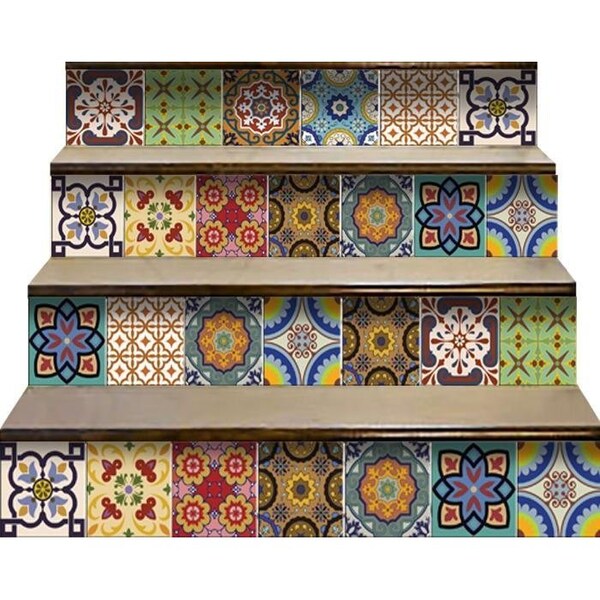Homeroots 6 x 6 in. Auguri Geo Yellow Peel & Stick Removable Tiles - 400027
