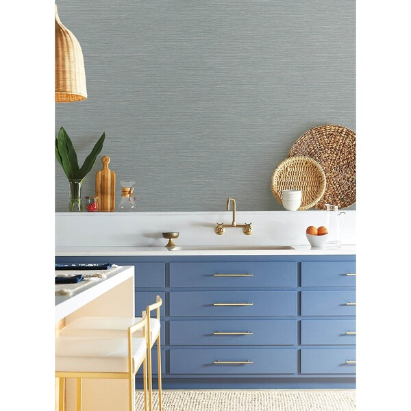 York Wallcoverings Grass Roots Blue Grey Wallpaper - ND3037N
