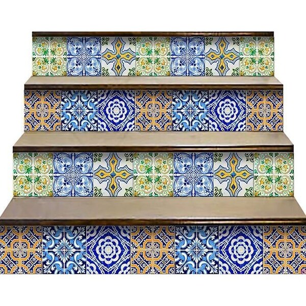 Homeroots 6 x 6 in. Lima Multi Blue Mosaic Peel & Stick Tiles - 400312