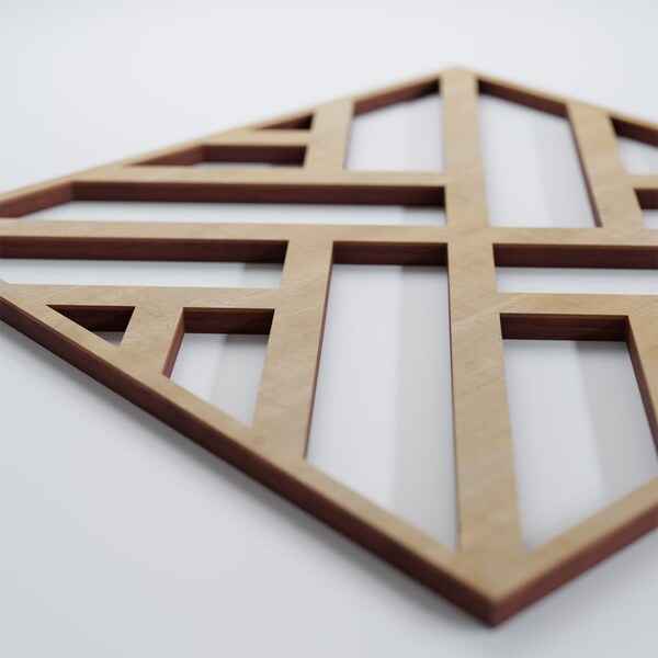 Ekena Millwork Small Killeen Decorative Fretwork Wood Wall Panels, Hickory, 11 3/8"W x 11 3/8"H x 3/8"T - WALW12X12X0375KLNHI