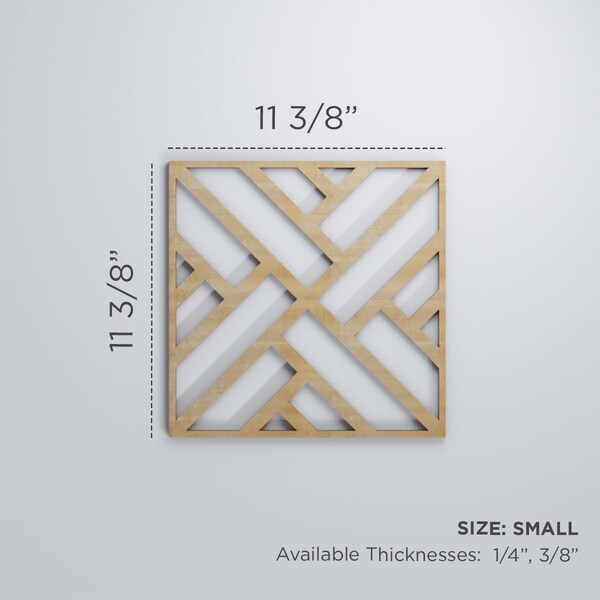 Ekena Millwork Small Killeen Decorative Fretwork Wood Wall Panels, Hickory, 11 3/8"W x 11 3/8"H x 3/8"T - WALW12X12X0375KLNHI