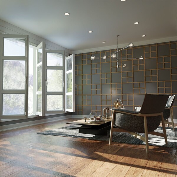 Ekena Millwork Medium Burnett Decorative Fretwork Wood Wall Panels, Cherry, 28 7/8"W x 15 3/8"H x 3/8"T - WALW16X16X0375BURCH