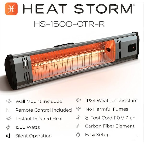 Heatstorm Tradesman 1500 Watt Weatherproof Infrared Heater, Remote - HS-1500-OTR-R