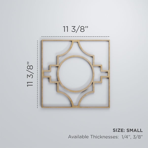 Ekena Millwork Small Gypsum Decorative Fretwork Wood Wall Panels, Red Oak, 11 3/8"W x 11 3/8"H x 3/8"T - WALW12X12X0375GYPRO