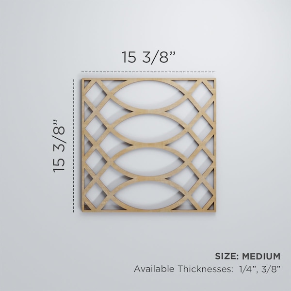 Ekena Millwork Medium Montrose Decorative Fretwork Wood Wall Panels, Red Oak, 15 3/8"W x 15 3/8"H x 3/8"T - WALW16X16X0375MNTRO