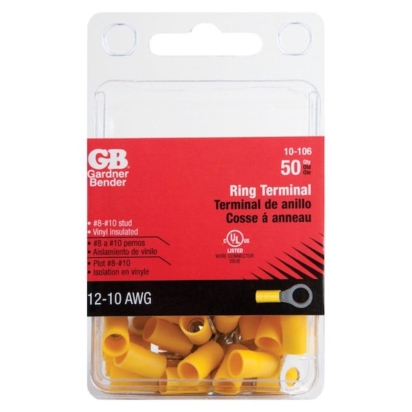 Adiciones 8-10 in. 12-10 AWG Terminal Ring, 50PK - AD3303075