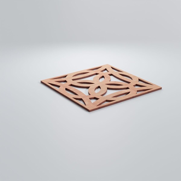 Ekena Millwork Medium Baytown Decorative Fretwork Wood Wall Panels, Cherry, 15 3/8"W x 15 3/8"H x 3/8"T - WALW16X16X0375BYTCH