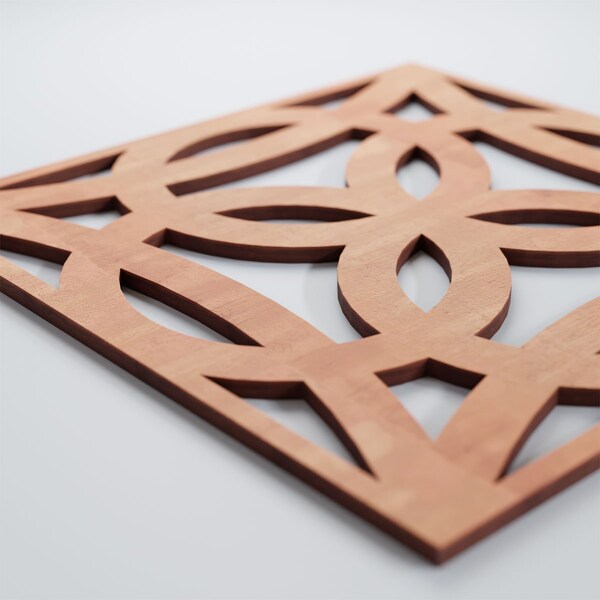 Ekena Millwork Medium Baytown Decorative Fretwork Wood Wall Panels, Cherry, 15 3/8"W x 15 3/8"H x 3/8"T - WALW16X16X0375BYTCH