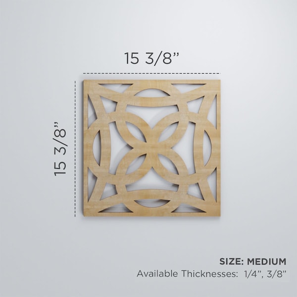 Ekena Millwork Medium Baytown Decorative Fretwork Wood Wall Panels, Cherry, 15 3/8"W x 15 3/8"H x 3/8"T - WALW16X16X0375BYTCH