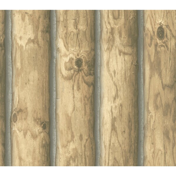York Wallcoverings Mountain Logs  Light Brown Wallpaper - CH7977
