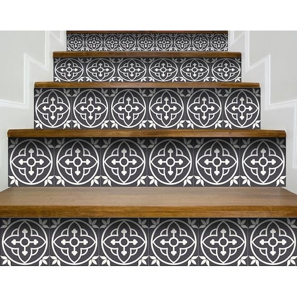 Homeroots 7 x 7 in. Tulipa Gray & White Peel & Stick Removable Tiles - 399898