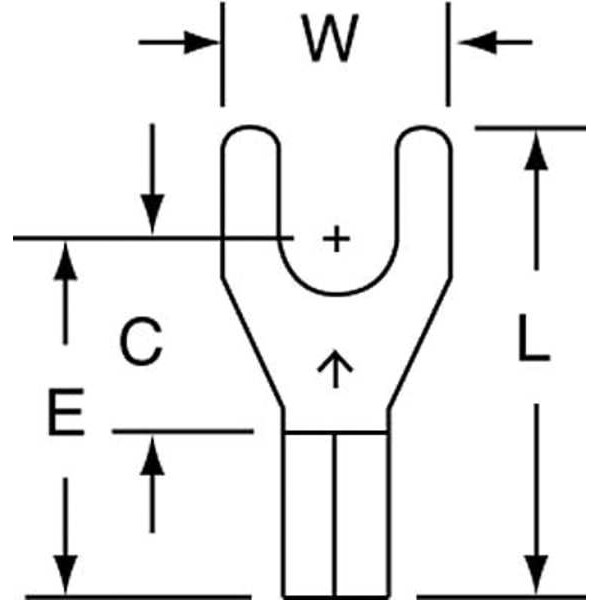 Terminal de horquilla sin aislamiento de 16-14 AWG 3M #10 Stud PK1000 - MU14-10FK
