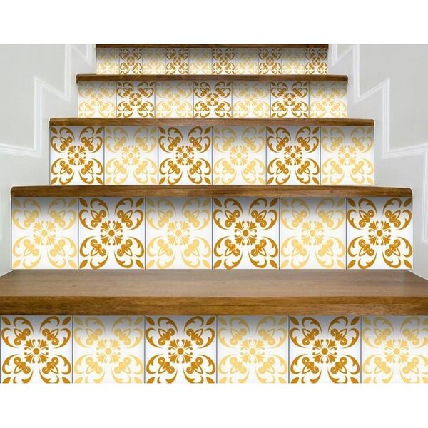 Homeroots 8 x 8 in. Golden Yellow Retro Peel & Stick Removable Tiles - 399844