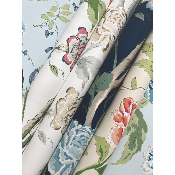 York Wallcoverings Teahouse Floral Light Blue Wallpaper - BL1784