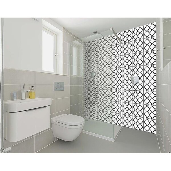 Homeroots 6 x 6 in. Black & White Quatrefoil Peel & Stick Tiles - 399922