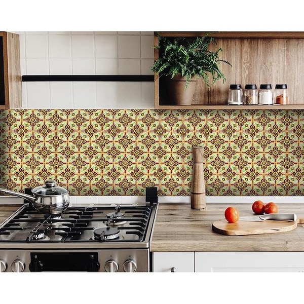 Homeroots 8 x 8 in. Gloria Yellow Removable Peel & Stick Tiles - 400354
