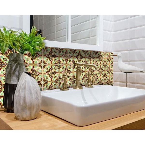 Homeroots 8 x 8 in. Gloria Yellow Removable Peel & Stick Tiles - 400354