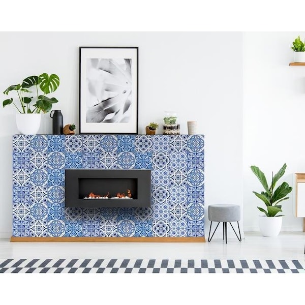 Homeroots 6 x 6 in. Bluebell Lina Removable Peel & Stick Tiles - 400302