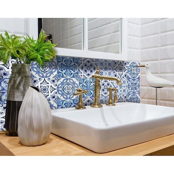 Homeroots 6 x 6 in. Bluebell Lina Removable Peel & Stick Tiles - 400302