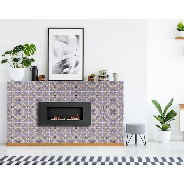 Homeroots 5 x 5 in. Blue Taupe Nova Removable Peel & Stick Tiles - 400221
