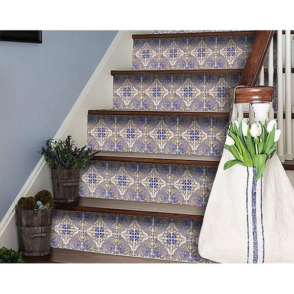 Homeroots 5 x 5 in. Blue Taupe Nova Removable Peel & Stick Tiles - 400221
