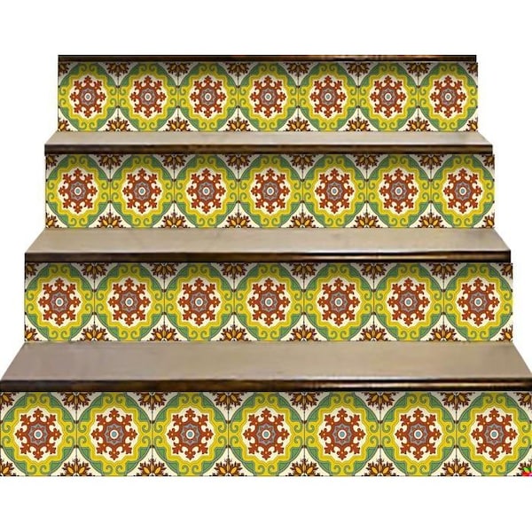 Homeroots 7 x 7 in. Yellow Fortuna Peel & Stick Removable Tiles - 400008