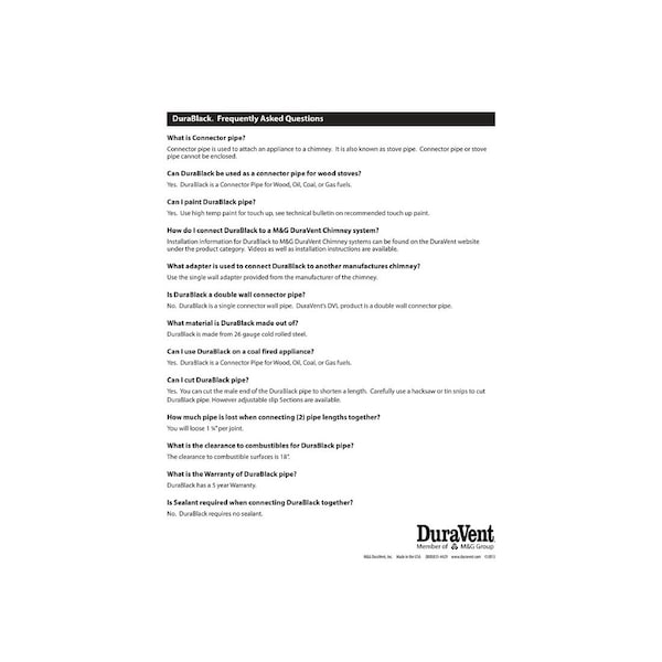 Duravent Stove Pipe Slip Connector 6in D X 14in L Steel Black - 6DBK-SC