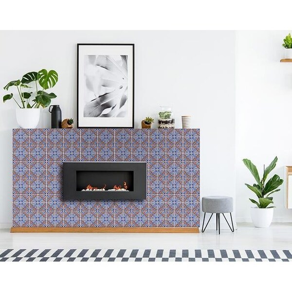 Homeroots 5 x 5 in. Blue Rust Zio Removable Peel & Stick Tiles - 400241