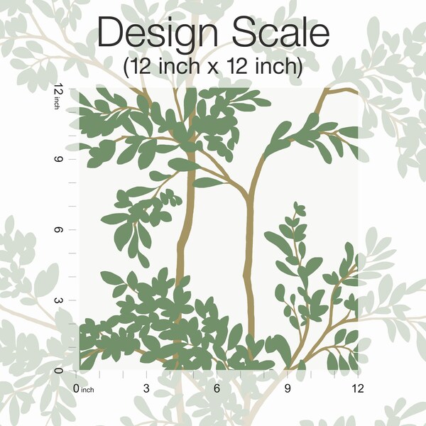 York Wallcoverings Lunaria Silhouette White and Green Wallpaper - BL1801