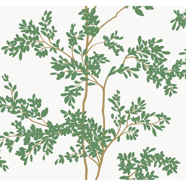 York Wallcoverings Lunaria Silhouette White and Green Wallpaper - BL1801