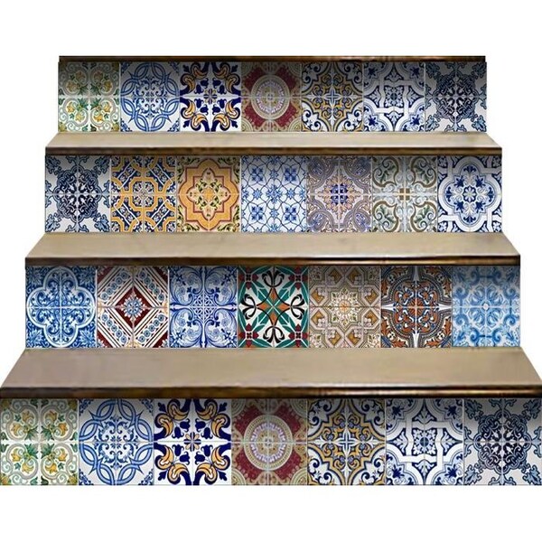 Homeroots 5 x 5 in. Kyla Multi Blue Mosaic Peel & Stick Tiles - 400376