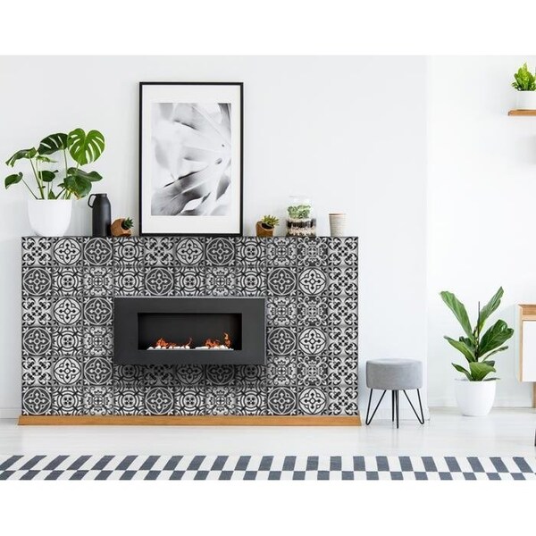 Homeroots 6 x 6 in. Gray & White Multi Peel & Stick Removable Tiles - 399887