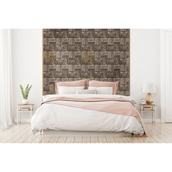 Ekena Millwork Boca Boat Wood Mosaic Wall Tile, Natural Finish, 11 7/8"W x 11 7/8"H x 3/4"P - WPW12X12BCMENA