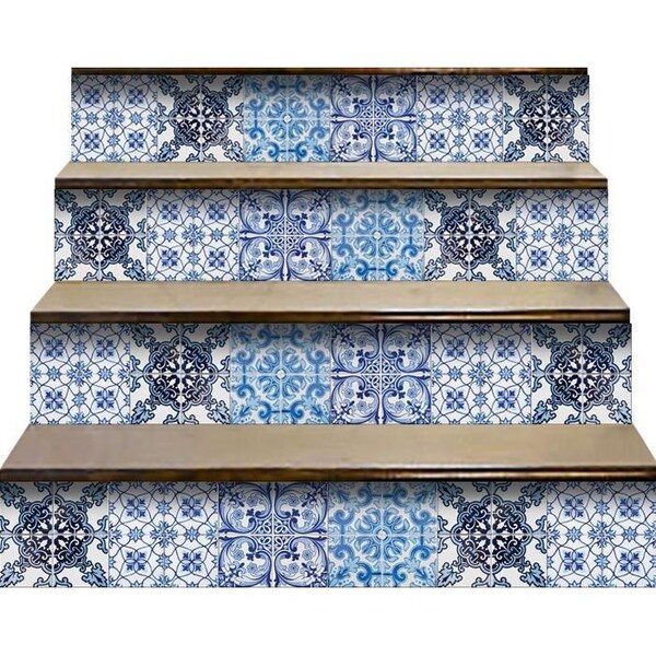 Homeroots 5 x 5 in. Mediterranean Blues Mosaic Peel & Stick Tiles - 400031