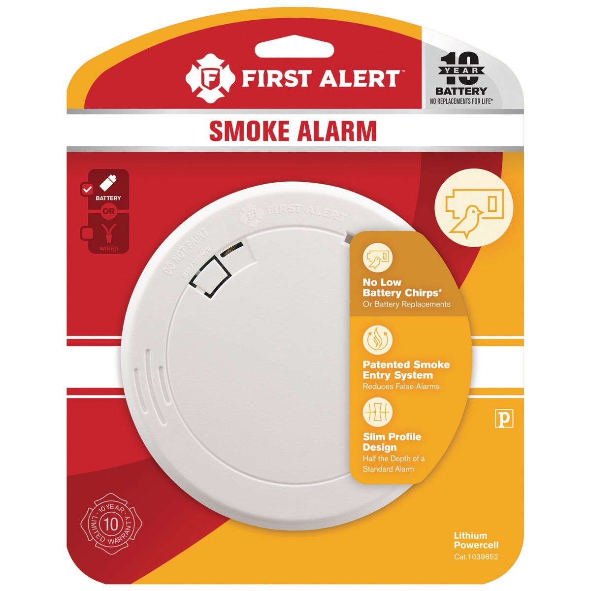 Alarma de Humo Fotoeléctrica Delgada First Alert con Batería de 10 Años - 70032