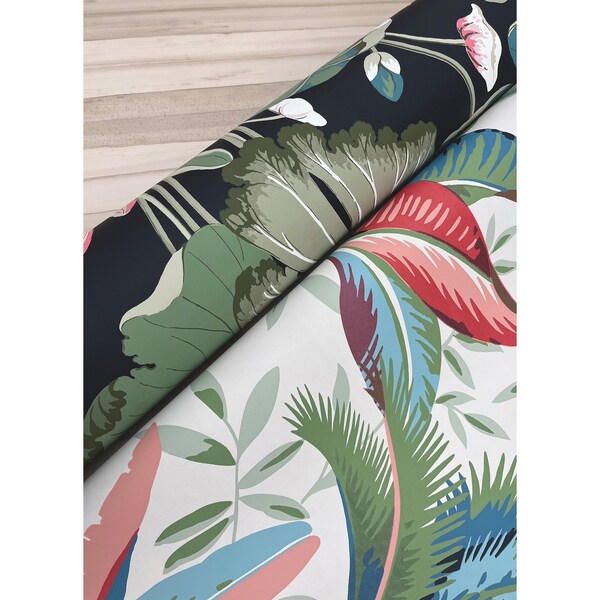 York Wallcoverings Lotus Pond Black and Pink Wallpaper - GO8292