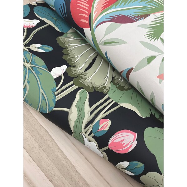 York Wallcoverings Lotus Pond Black and Pink Wallpaper - GO8292