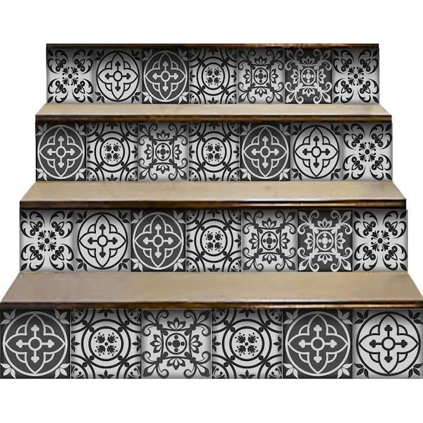Homeroots 5 x 5 in. Gray & White Multi Peel & Stick Removable Tiles - 399886
