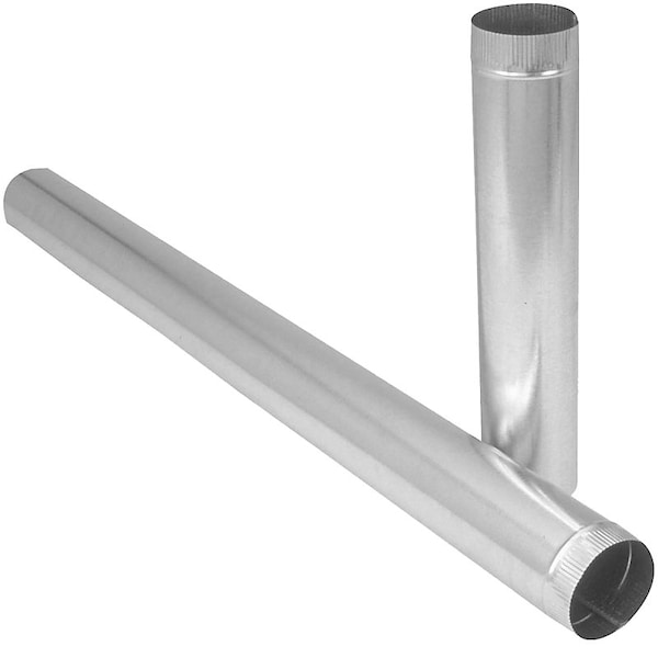 Imperial Duct Pipe, 6 in Dia, 24 in L, 30 Gauge, Galvanized Steel, Galvanized - GV0381
