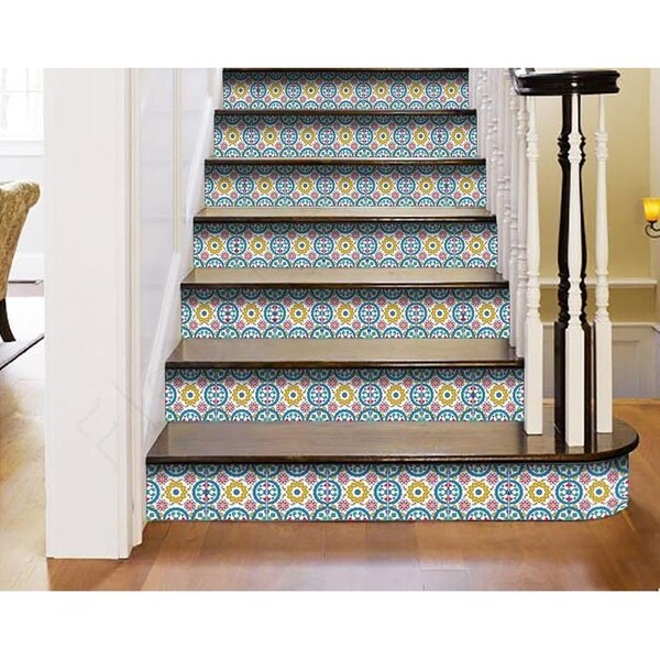 Homeroots 8 x 8 in. Raffia Gia Light Blue Removable Peel & Stick Tiles - 400414