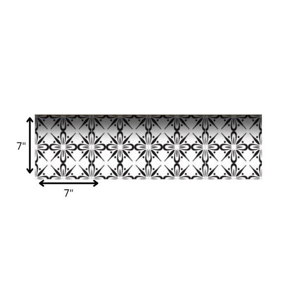 Homeroots 7 x 7 in. Black & White Quattra Peel & Stick Removable Tiles - 399973