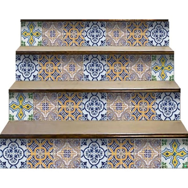 Homeroots 7 x 7 in. Vintage Multi Maroon Removable Peel & Stick Tiles - 400204