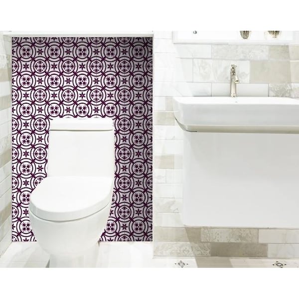 Homeroots 6 x 6 in. Merlot Lisa Violet Removable Peel & Stick Tiles - 400392